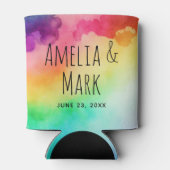 ビューティフルレインボーカラー結婚抽象デザイン 缶クーラー (裏面)