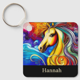 ビューティフルレインボーホースポートレート キーホルダー