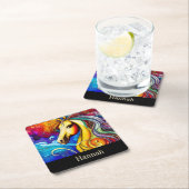 ビューティフルレインボーホースポートレート スクエアペーパーコースター (インサイチュ)