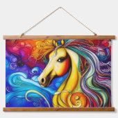ビューティフルレインボーホースポートレート 吊り下げ型タペストリー (正面)