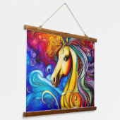 ビューティフルレインボーホースポートレート 吊り下げ型タペストリー (傾斜あり)