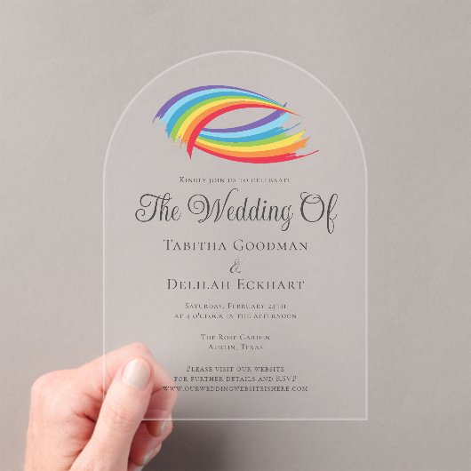 ビューティフルレインボー結婚抽象芸術 アクリル招待状 (インサイチュ (ポータブル))