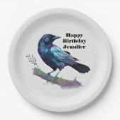 ビューティフルレイヴンオンザツリーブランチ誕生日 ペーパープレート (正面)