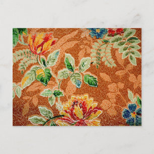 ビューティフルレッドイエローヴィンテージフローラファインアート ポストカード