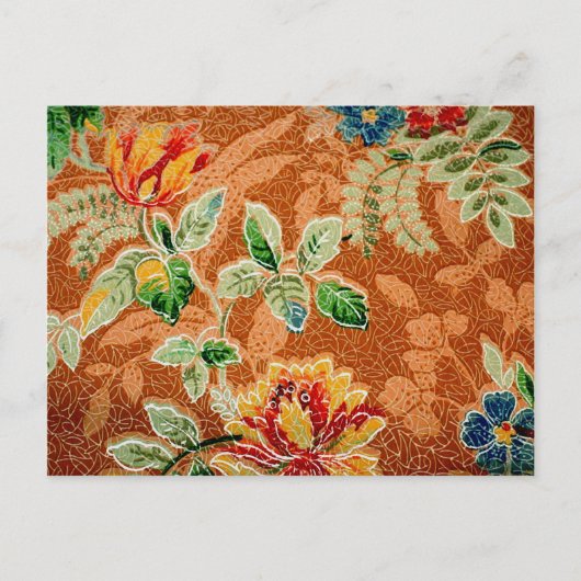 ビューティフルレッドイエローヴィンテージフローラファインアート ポストカード (正面)