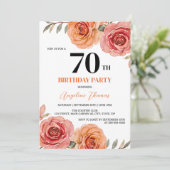 ビューティフルレッドオレンジバラ誕生日 招待状 (スタンド正面)