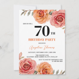 ビューティフルレッドオレンジバラ誕生日 招待状