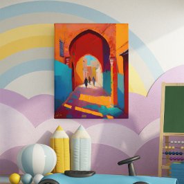 ビューティフルレッドカラフルメディナモロッコマラケシュ キャンバスプリント