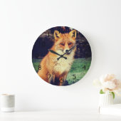 ビューティフルレッドキツネ ラージ壁時計 (ホーム)
