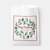 ビューティフルレッドグリーンホリーベリークリスマスパーティー フェイバーバッグ (正面)