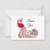 ビューティフルレッドピーコックサンキューカード ノートカード (正面)