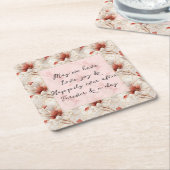 ビューティフルレッドフローラロマン結婚ティック スクエアペーパーコースター (アングル)