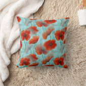 ビューティフルレッドフローラ装飾用クッション クッション (ブランケット)