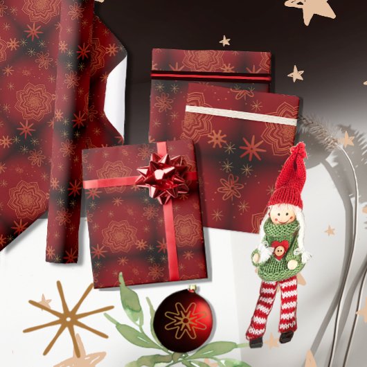 ビューティフルレッドブルゴーニュフローラ ラッピングペーパー