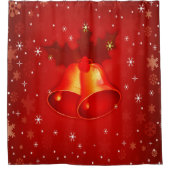 ビューティフルレッドホリデーベルズホリディアンドクリスマス シャワーカーテン (正面)