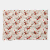 ビューティフルレッドホワイトフローラ キッチンタオル (横)