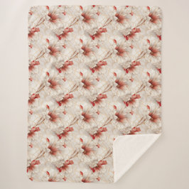 ビューティフルレッドホワイトフローラ シェルパブランケット