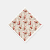 ビューティフルレッドホワイトフローラ スタンダードカクテルナプキン (角)