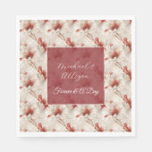 ビューティフルレッドホワイトフローラ スタンダードランチョンナプキン (正面)