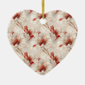 ビューティフルレッドホワイトフローラ セラミックオーナメント (正面)