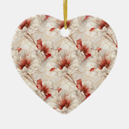 ビューティフルレッドホワイトフローラ セラミックオーナメント