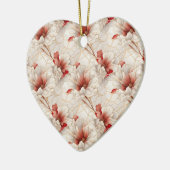 ビューティフルレッドホワイトフローラ セラミックオーナメント (左)