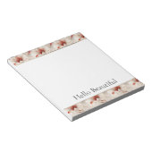 ビューティフルレッドホワイトフローラ ノートパッド (アングル)