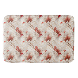 ビューティフルレッドホワイトフローラ バスマット