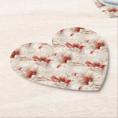 ビューティフルレッドホワイトフローラ ペーパーコースター (アングル)