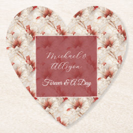 ビューティフルレッドホワイトフローラ ペーパーコースター