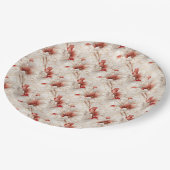 ビューティフルレッドホワイトフローラ ペーパープレート (アングル)