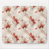 ビューティフルレッドホワイトフローラ マウスパッド (正面)