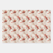 ビューティフルレッドホワイトフローラ ラッピングペーパーシート (正面)