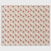 ビューティフルレッドホワイトフローラ ラッピングペーパー (フラット)