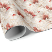 ビューティフルレッドホワイトフローラ ラッピングペーパー (ロールコーナー)