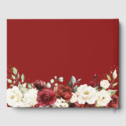 ビューティフルレッドホワイトローズ結婚フローラ ゲストブック (裏面)