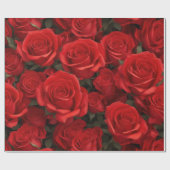 ビューティフルレッドローズフローラ ラッピングペーパー (フラット)