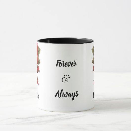 ビューティフルレッドローズ名前をカスタムするフォーエバー&常時 マグカップ (中央)