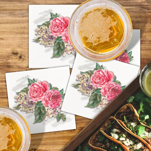 ビューティフルレッドローズ紙カクテルナプキン スタンダードカクテルナプキン