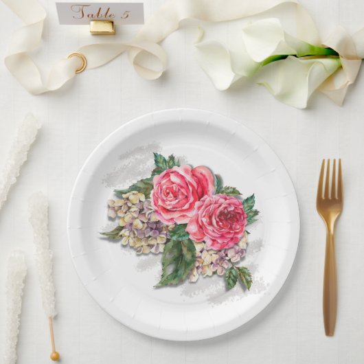 ビューティフルレッドローズ紙プレート ペーパープレート (ウェディング)