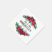 ビューティフルレッドローズ結婚フローラ スタンダードカクテルナプキン (角)