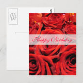 ビューティフルレッドローゼスハッピーバースデー ポストカード (正面/裏面)
