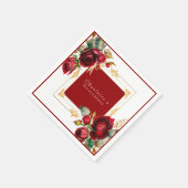 ビューティフルレッドローゼズ金ゴールドフィリグレキンセアニラ スタンダードカクテルナプキン (角)