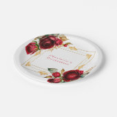 ビューティフルレッドローゼズ金ゴールドフィリグレキンセアニラ ペーパープレート (アングル)