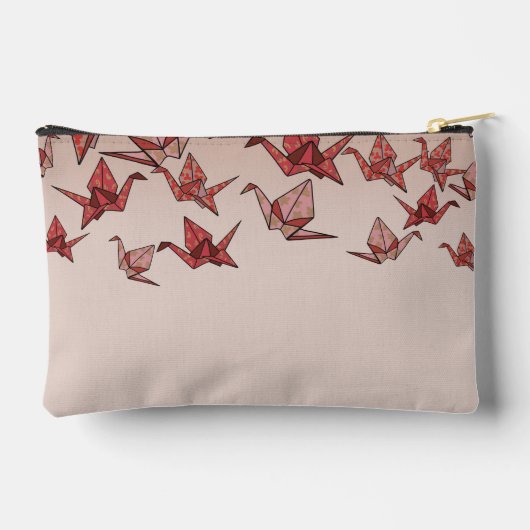 ビューティフルレッド折り紙紙ク結婚レーン アクセサリーポーチ (裏面)