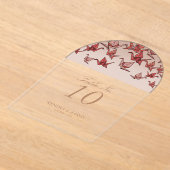 ビューティフルレッド折り紙紙ク結婚レーン アクリル招待状 (レイダウン)