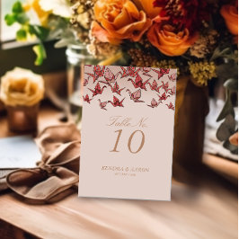 ビューティフルレッド折り紙紙ク結婚レーン テーブルナンバー