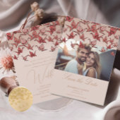 ビューティフルレッド折り紙紙ク結婚レーン 招待状