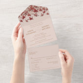 ビューティフルレッド紙クレーン オールインワン招待状 (貼ってはがせる)