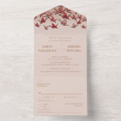 ビューティフルレッド紙クレーン オールインワン招待状 (内側)